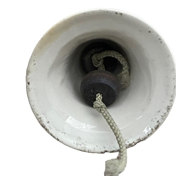 Vintage Farmhouse Bell, Black and White Cast Iron Ceramic Dinner Bell - Picture 3 of 3